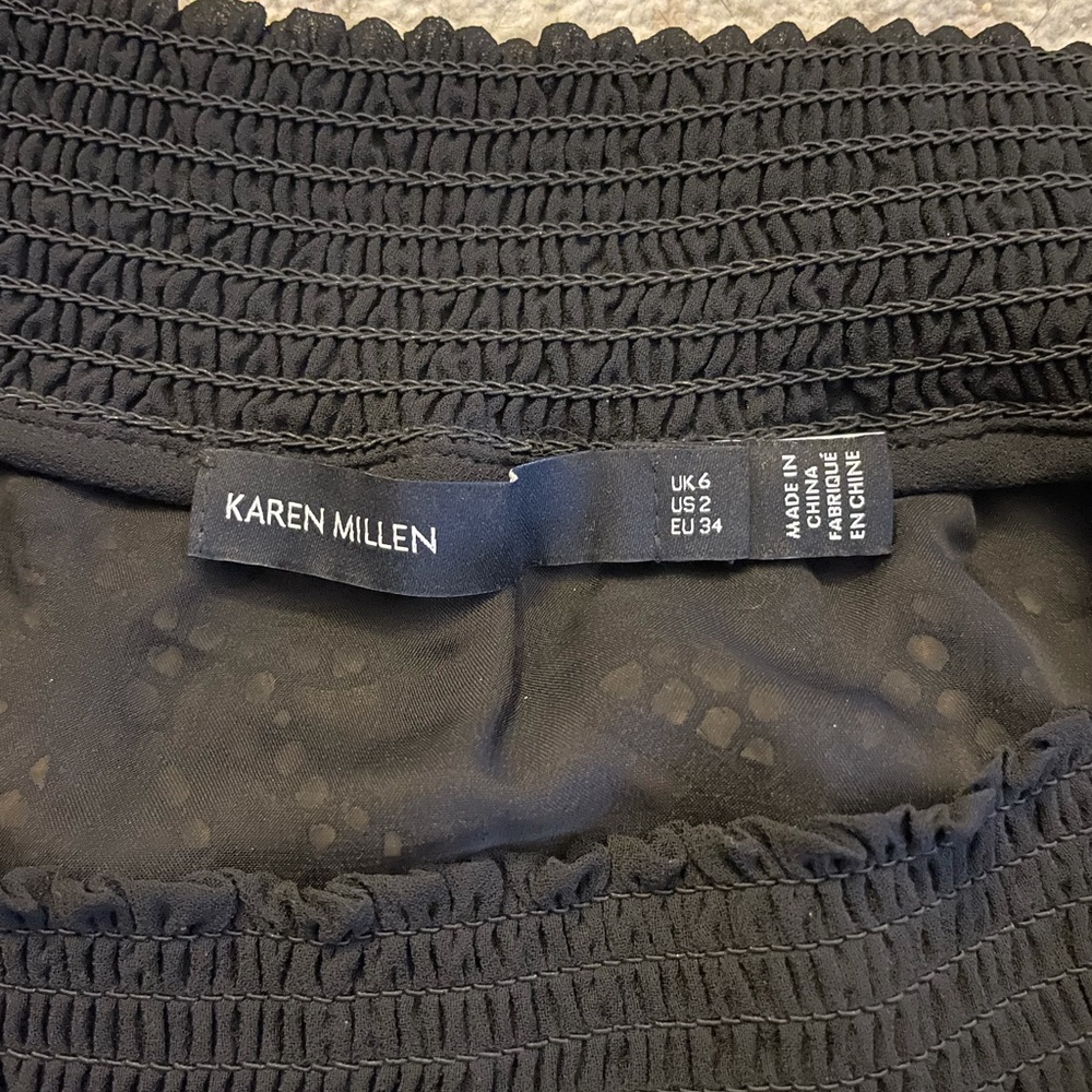 Karen Miller Black Off-Shoulder Crochet Top, Sz 2 - Picture 5 of 6